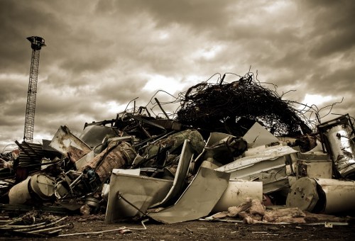 Professional waste removal team at a construction site